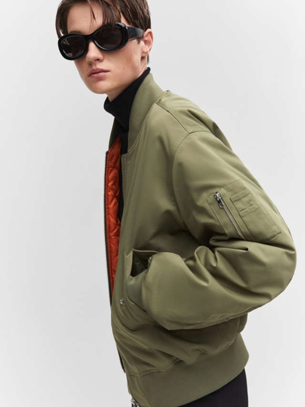 mango | oversized jacket bomber | crew neck | olive | us xxl - Picture 11 of 12